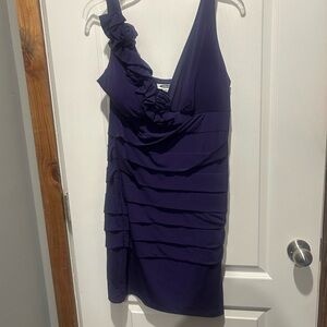 Elegant Purple Roushed Cocktail Dress